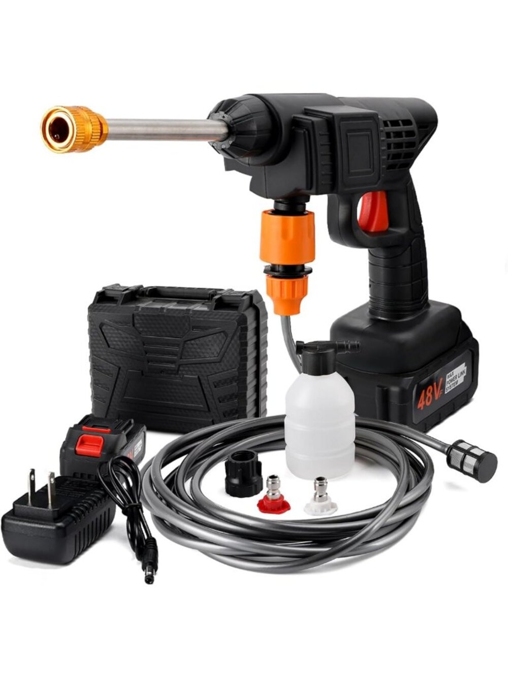 Cordless Portable Electric Water Spray Gun & Hose - Car Washer Cleaner Tool for